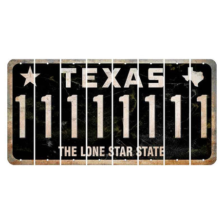 Texas Black The Lone Star State Cut License Plate Strips (Set of 8) 1