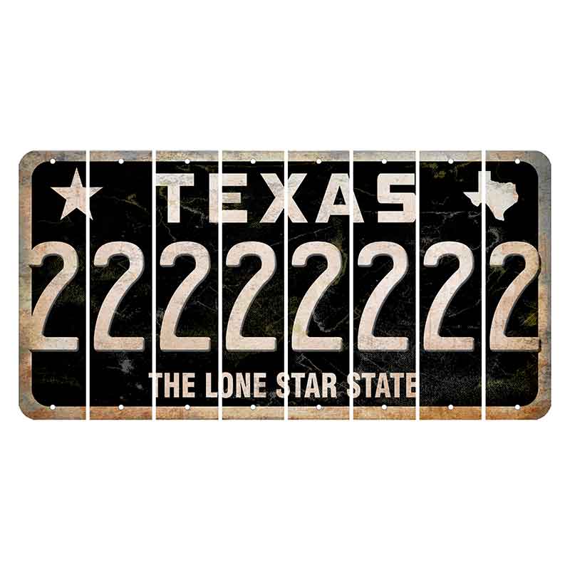 Texas Black The Lone Star State Cut License Plate Strips (Set of 8) 2