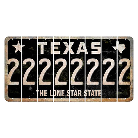 Texas Black The Lone Star State Cut License Plate Strips (Set of 8) 2