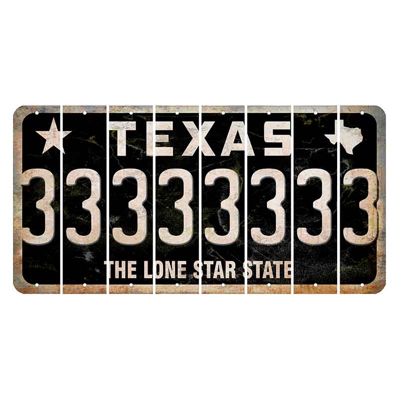 Texas Black The Lone Star State Cut License Plate Strips (Set of 8) 3