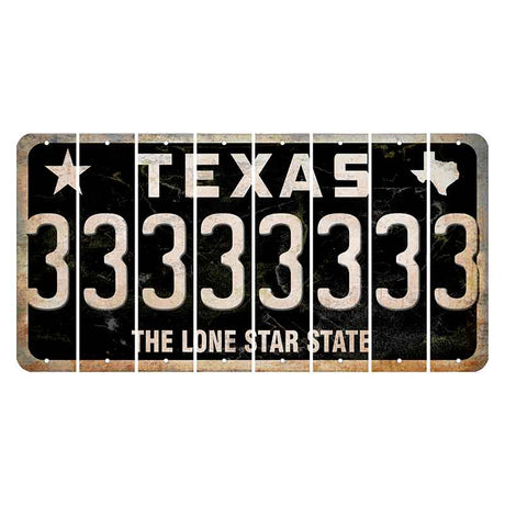 Texas Black The Lone Star State Cut License Plate Strips (Set of 8) 3