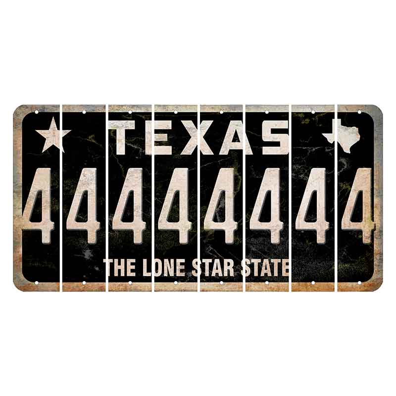 Texas Black The Lone Star State Cut License Plate Strips (Set of 8) 4