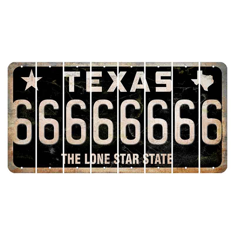 Texas Black The Lone Star State Cut License Plate Strips (Set of 8) 6