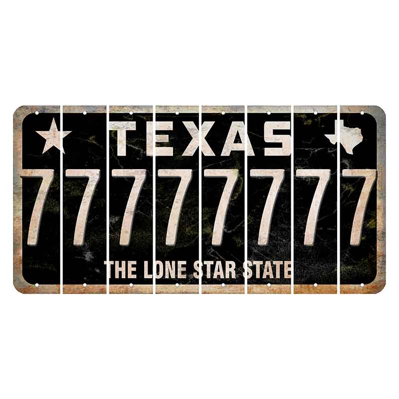 Texas Black The Lone Star State Cut License Plate Strips (Set of 8) 7