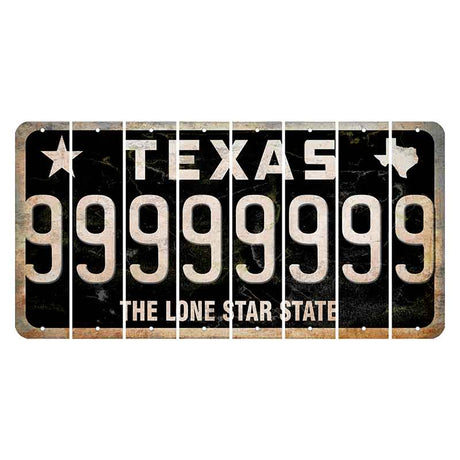 Texas Black The Lone Star State Cut License Plate Strips (Set of 8) 9