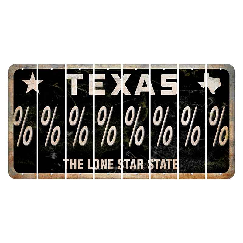 Texas Black The Lone Star State Cut License Plate Strips (Set of 8) Percent Sign