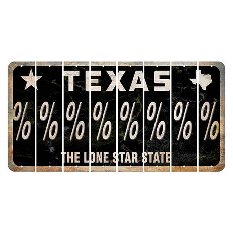 Texas Black The Lone Star State Cut License Plate Strips (Set of 8) Percent Sign