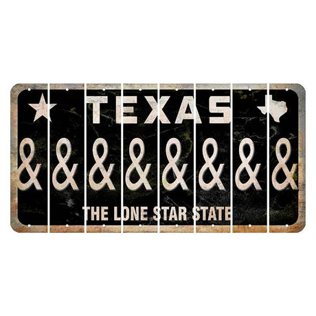 Texas Black The Lone Star State Cut License Plate Strips (Set of 8) And Sign