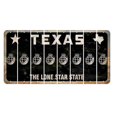 Texas Black The Lone Star State Cut License Plate Strips (Set of 8) Grenade