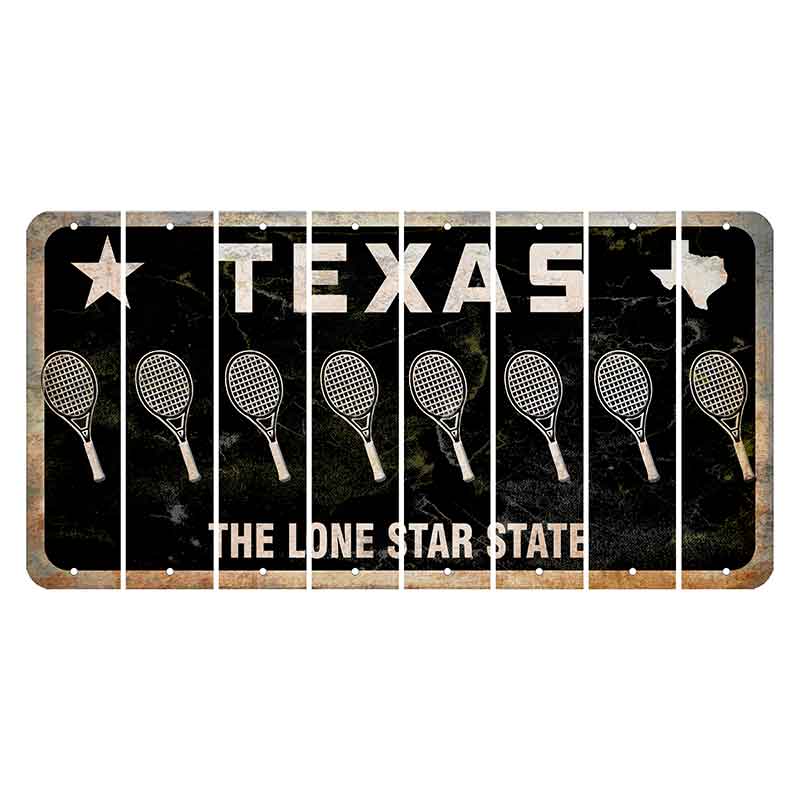 Texas Black The Lone Star State Cut License Plate Strips (Set of 8) Tennis Racket