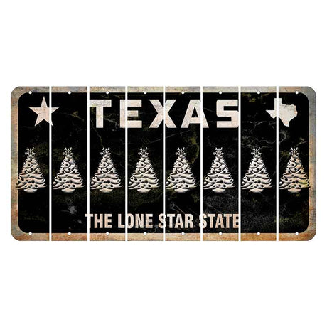 Texas Black The Lone Star State Cut License Plate Strips (Set of 8) Christmas Tree