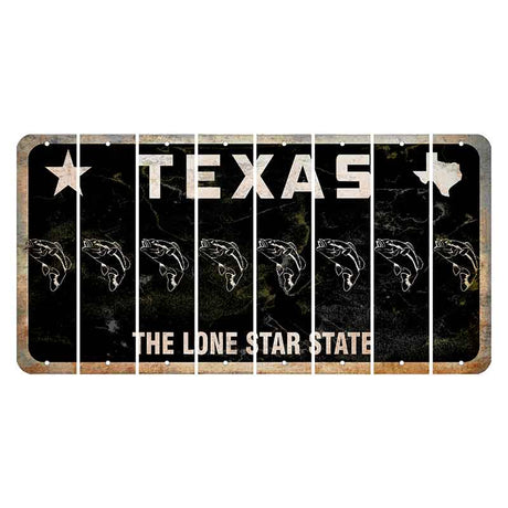 Texas Black The Lone Star State Cut License Plate Strips (Set of 8) Fish