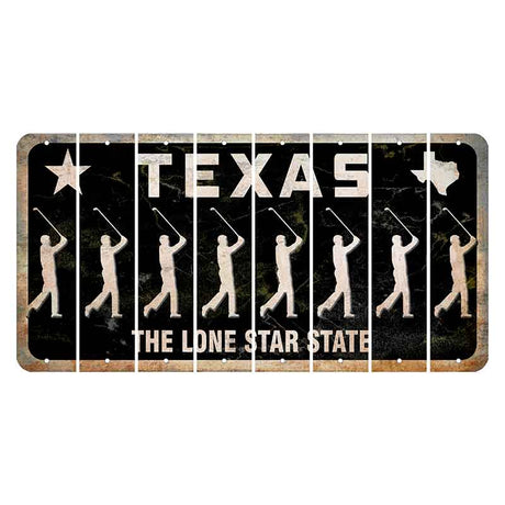 Texas Black The Lone Star State Cut License Plate Strips (Set of 8) Male Golfer