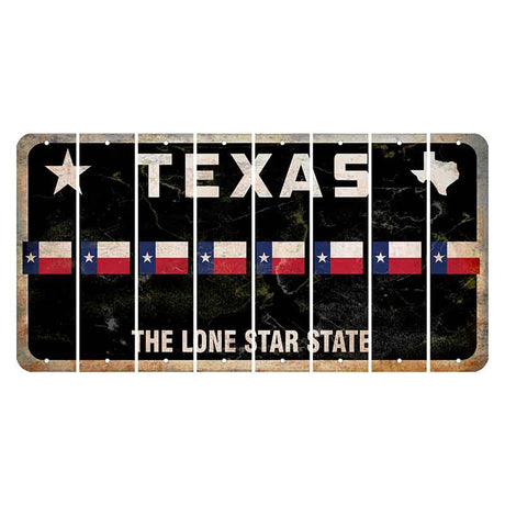 Texas Black The Lone Star State Cut License Plate Strips (Set of 8) State Flag