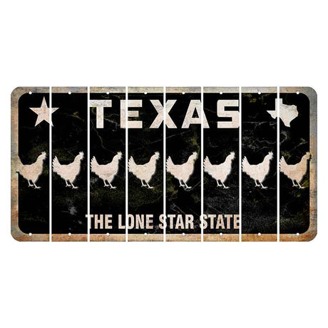 Texas Black The Lone Star State Cut License Plate Strips (Set of 8) Chicken