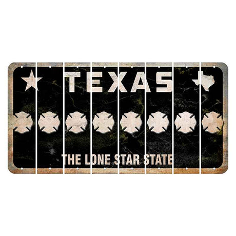 Texas Black The Lone Star State Cut License Plate Strips (Set of 8) Fire Badge