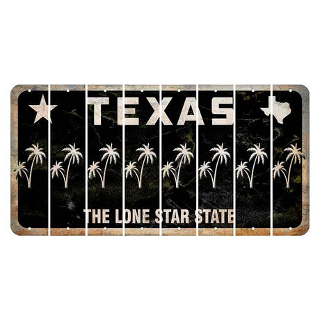 Texas Black The Lone Star State Cut License Plate Strips (Set of 8) Palm Trees