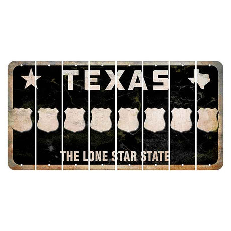 Texas Black The Lone Star State Cut License Plate Strips (Set of 8) Police Badge