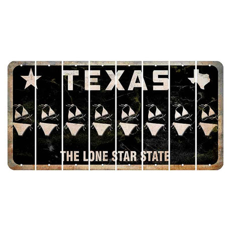 Texas Black The Lone Star State Cut License Plate Strips (Set of 8) Bikini