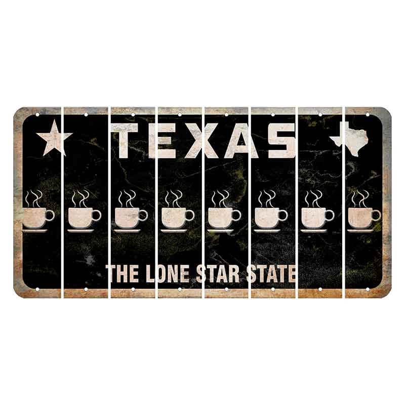 Texas Black The Lone Star State Cut License Plate Strips (Set of 8) Coffee Mug