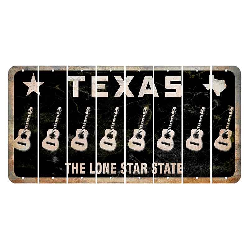 Texas Black The Lone Star State Cut License Plate Strips (Set of 8) Guitar