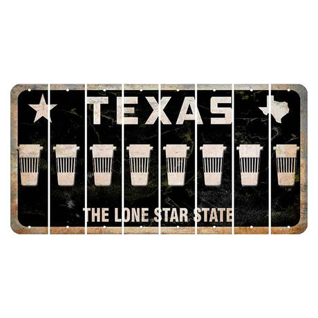 Texas Black The Lone Star State Cut License Plate Strips (Set of 8) Latte