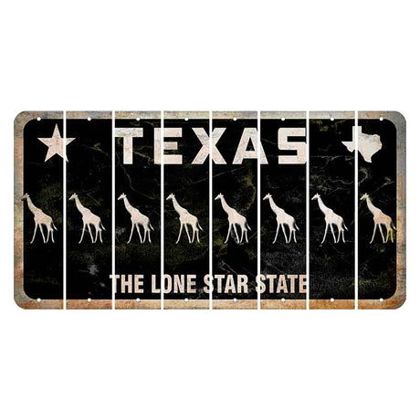 Texas Black The Lone Star State Cut License Plate Strips (Set of 8) Giraffe