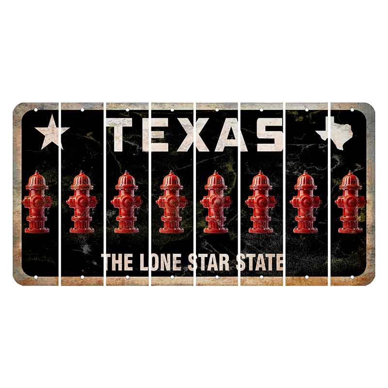 Texas Black The Lone Star State Cut License Plate Strips (Set of 8) Fire Hydrant