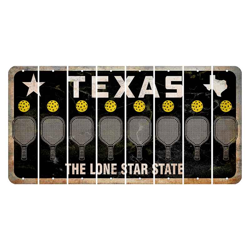 Texas Black The Lone Star State Cut License Plate Strips (Set of 8) Pickleball