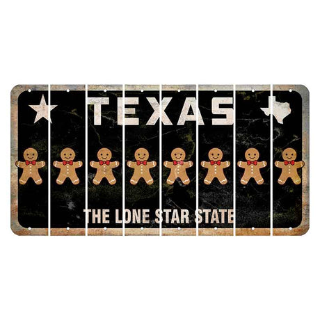 Texas Black The Lone Star State Cut License Plate Strips (Set of 8) Gingerbread Man