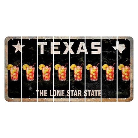 Texas Black The Lone Star State Cut License Plate Strips (Set of 8) Cocktail