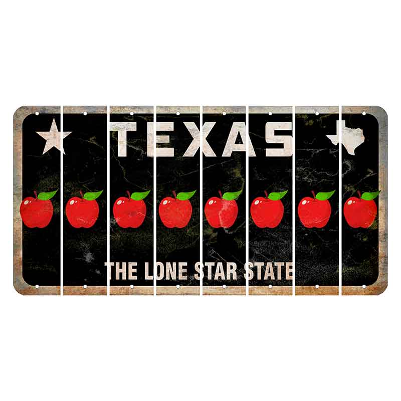 Texas Black The Lone Star State Cut License Plate Strips (Set of 8) Apple