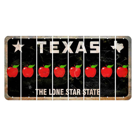 Texas Black The Lone Star State Cut License Plate Strips (Set of 8) Apple