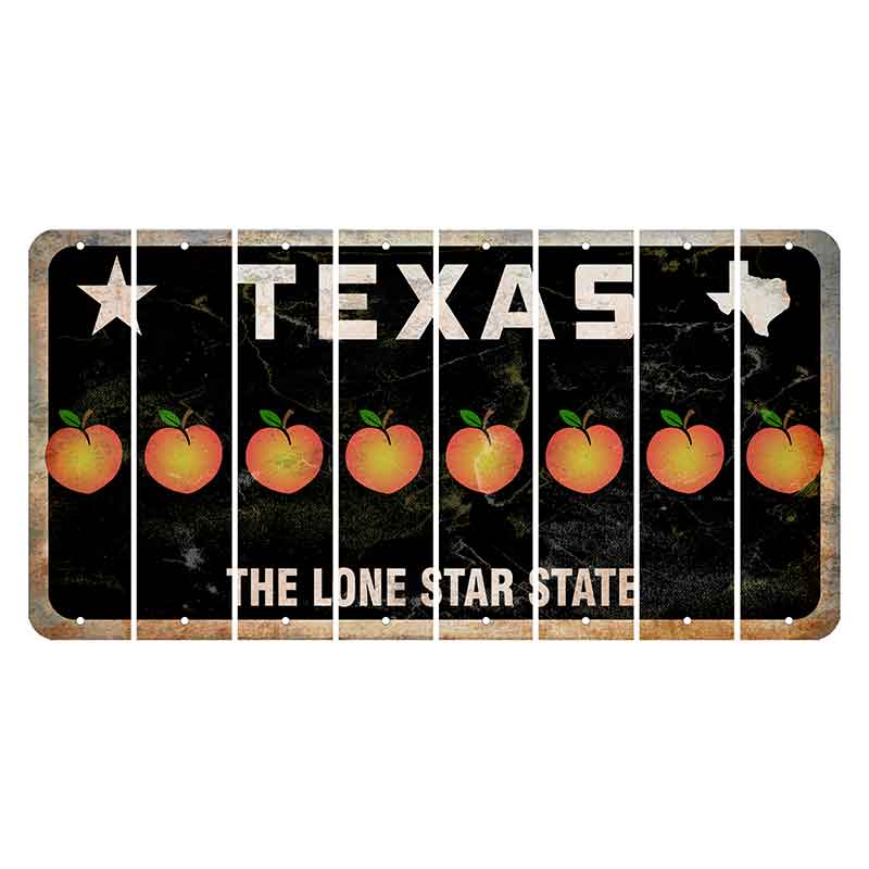 Texas Black The Lone Star State Cut License Plate Strips (Set of 8) Peach