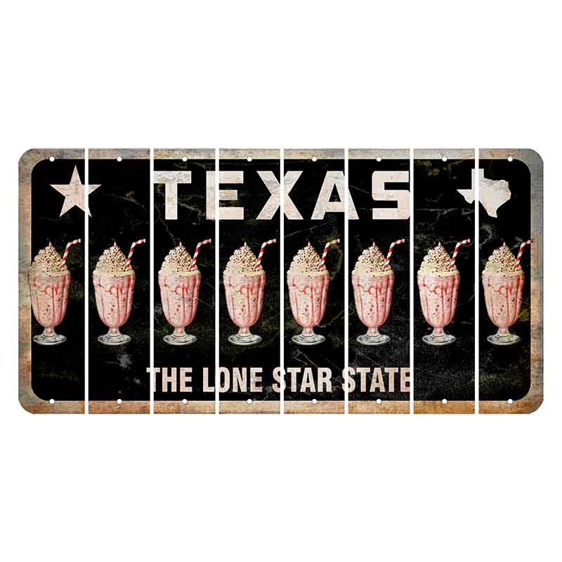 Texas Black The Lone Star State Cut License Plate Strips (Set of 8) Milkshake