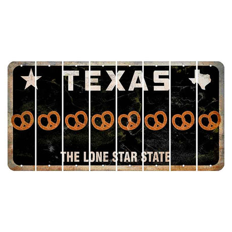 Texas Black The Lone Star State Cut License Plate Strips (Set of 8) Pretzel