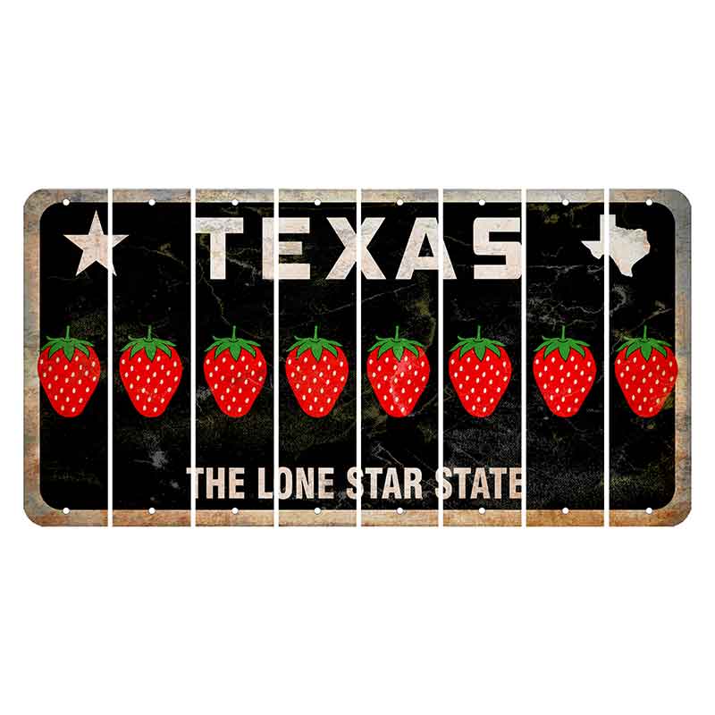 Texas Black The Lone Star State Cut License Plate Strips (Set of 8) Strawberry