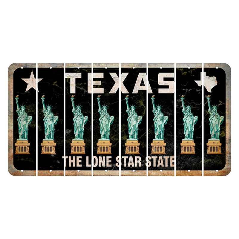 Texas Black The Lone Star State Cut License Plate Strips (Set of 8) Statue of Liberty