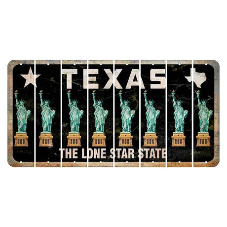 Texas Black The Lone Star State Cut License Plate Strips (Set of 8) Statue of Liberty