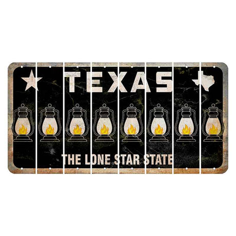 Texas Black The Lone Star State Cut License Plate Strips (Set of 8) Lantern