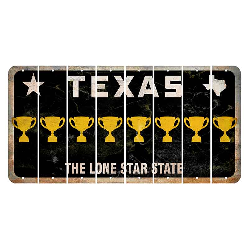 Texas Black The Lone Star State Cut License Plate Strips (Set of 8) Trophy