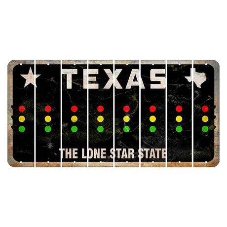 Texas Black The Lone Star State Cut License Plate Strips (Set of 8) Traffic Light