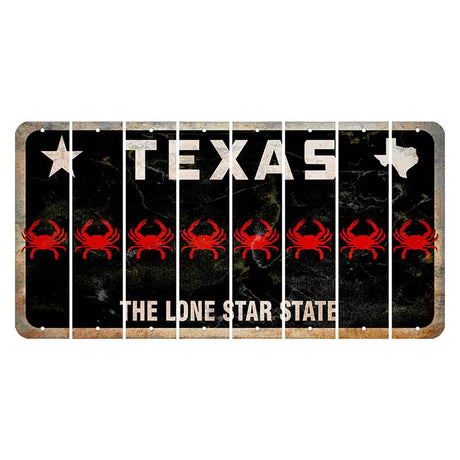 Texas Black The Lone Star State Cut License Plate Strips (Set of 8) Crab