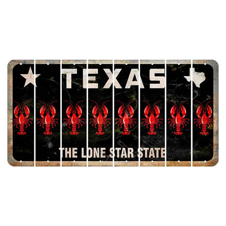 Texas Black The Lone Star State Cut License Plate Strips (Set of 8) Lobster