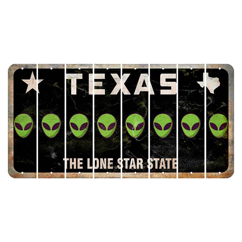 Texas Black The Lone Star State Cut License Plate Strips (Set of 8) Alien