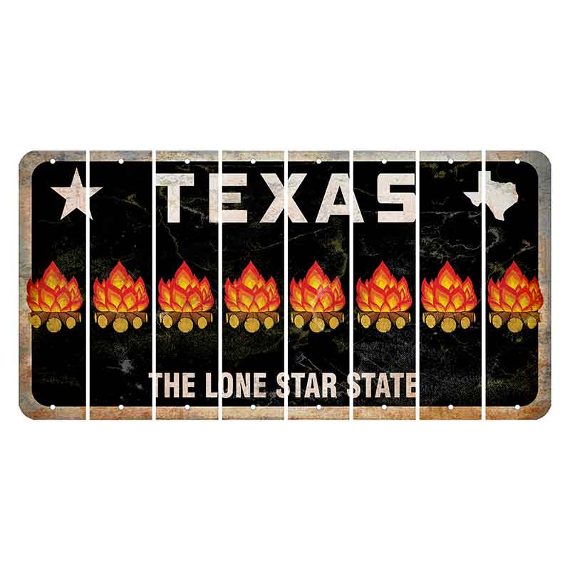 Texas Black The Lone Star State Cut License Plate Strips (Set of 8) Campfire