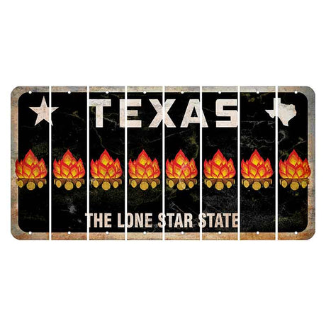 Texas Black The Lone Star State Cut License Plate Strips (Set of 8) Campfire