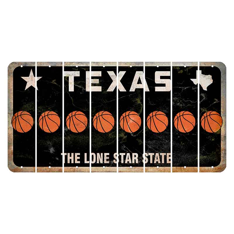 Texas Black The Lone Star State Cut License Plate Strips (Set of 8) Basketball