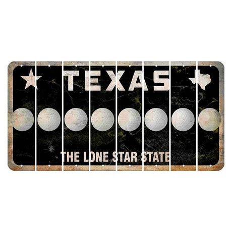 Texas Black The Lone Star State Cut License Plate Strips (Set of 8) Golfball