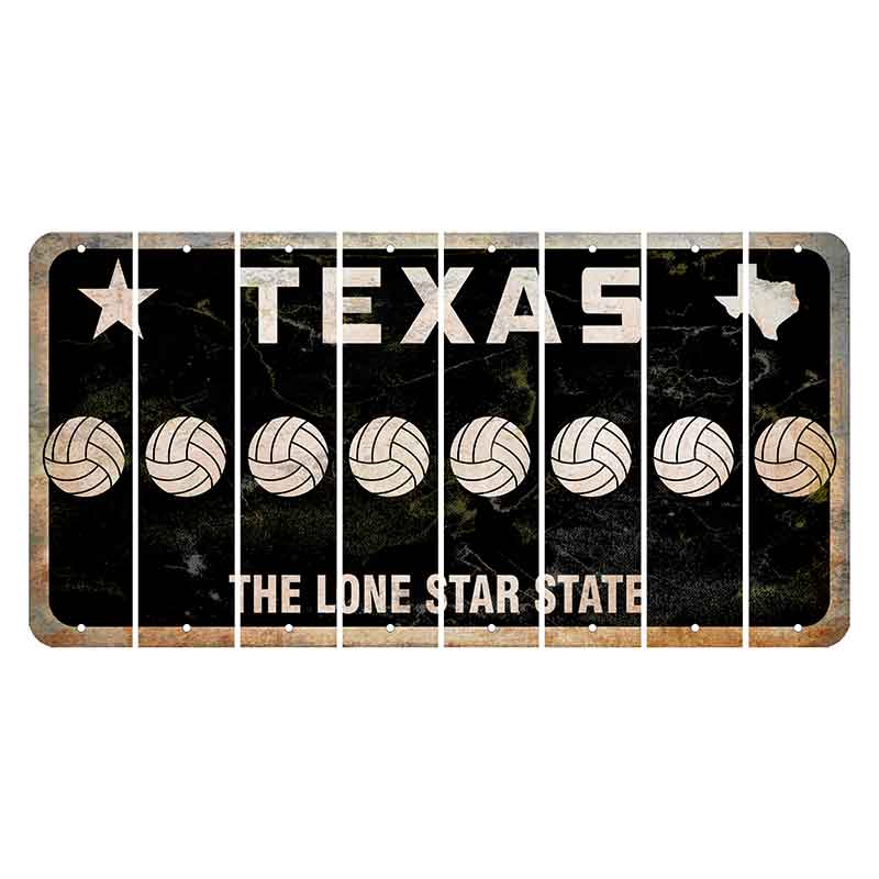 Texas Black The Lone Star State Cut License Plate Strips (Set of 8) Volleyball